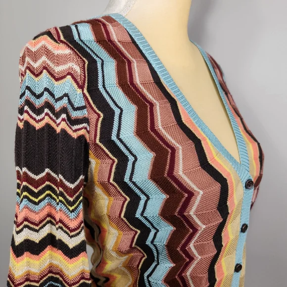Missoni For Target Cardigan Zig Zag Size Med Teal Brown Soft fall autumn - Picture 3 of 12
